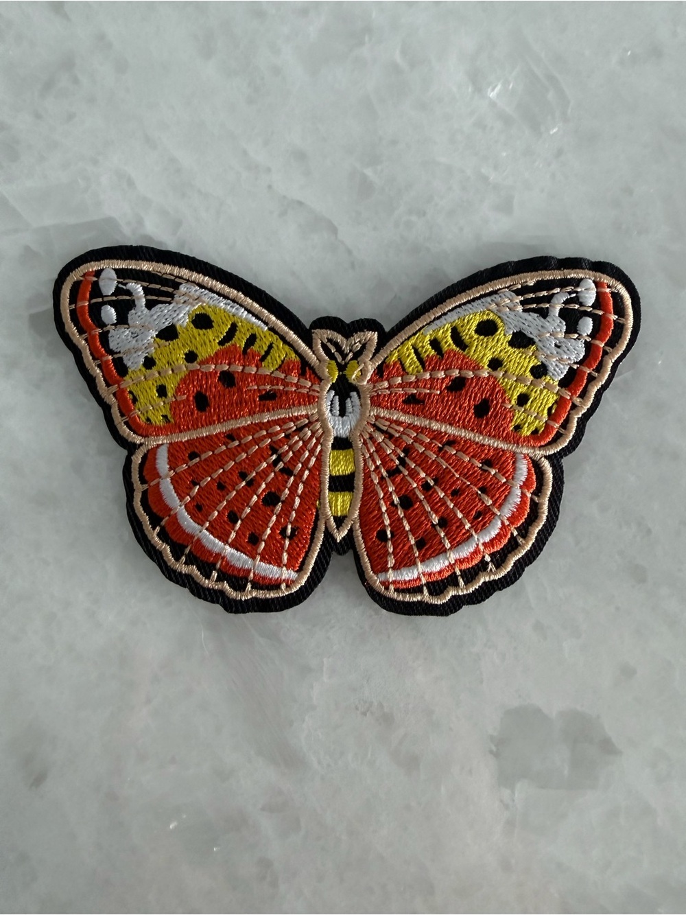 Butterfly Embroidered Patch - Multicolor (Orange, Yellow, Black)